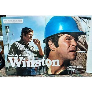 1980 Winston Cigarettes Man In Hardhat Original Vintage print ad 80s